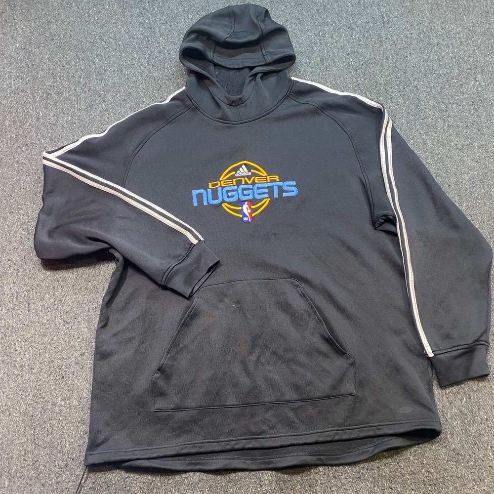 Adidas Denver Nuggets Hoodie Sz 2XL Mens Black Gorpcore Embroidered NBA Fusion
